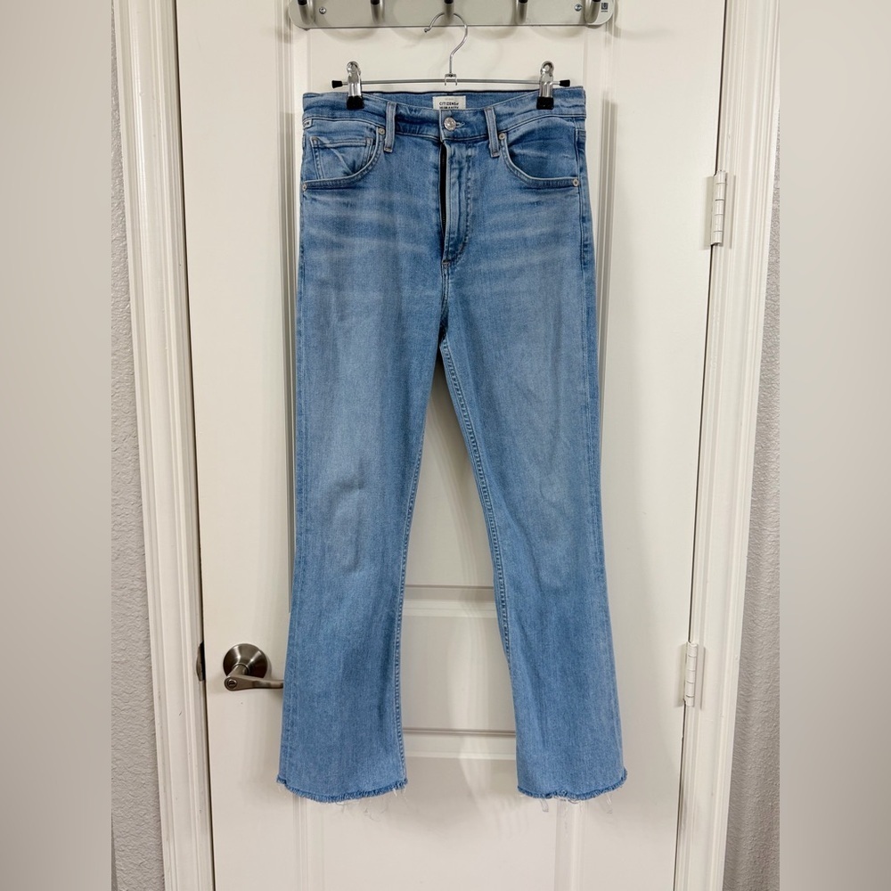 Citizens Of Humanity Isola Light Blue Cropped Flare Jeans